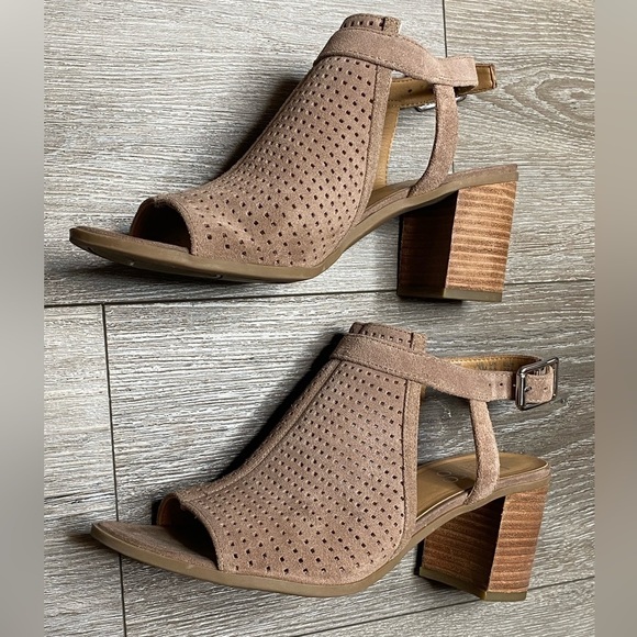 Franco Sarto Womens Brown Block Heel Peep Toe Size 7.5 Medium Harlet2 - Picture 6 of 16